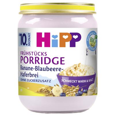 HiPP Bio Frühstücks-Porridge, Banane-Blaubeere-Haferbrei, 160g