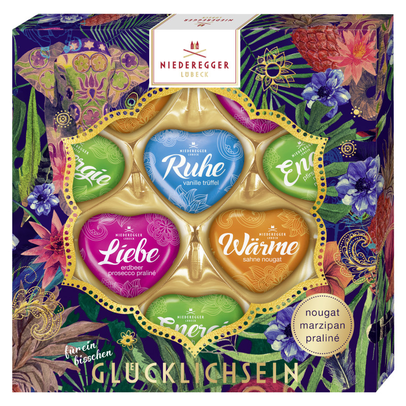 Niederegger Herzen Sortiment »Für ein bisschen Glücklichsein« 125g