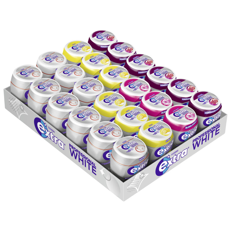 Assortment Box EXTRA® PROFESSIONAL White Can Bubblemint/Citrus/Original/Raspberry Pomegranate 24 Consumer Units 1,680kg