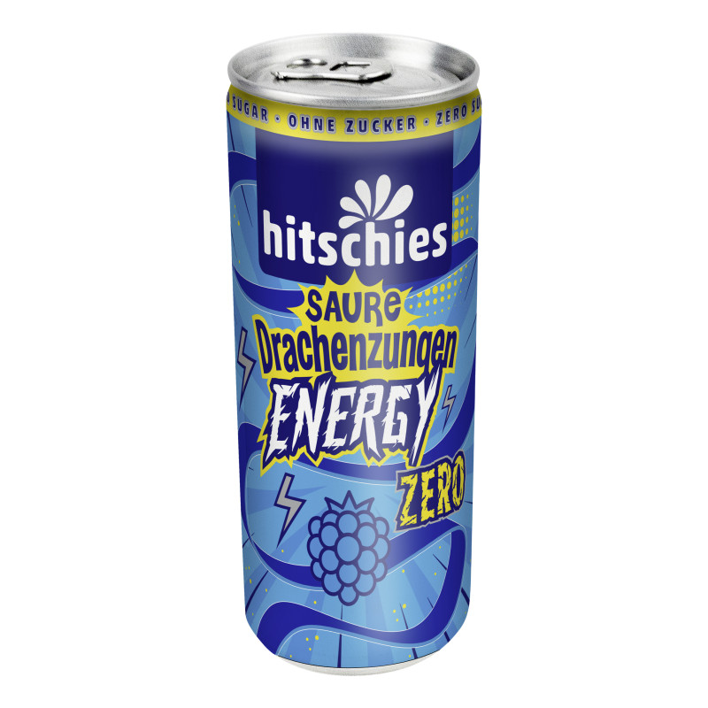 Hitschies Sour Dragon Tongues Energy Zero Blue 0.25l/can
