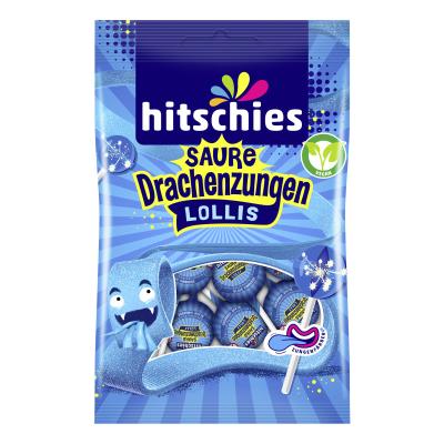 Hitschies Saure Drachenzungen Lollis Blau 128g, 8 Stück/beutel