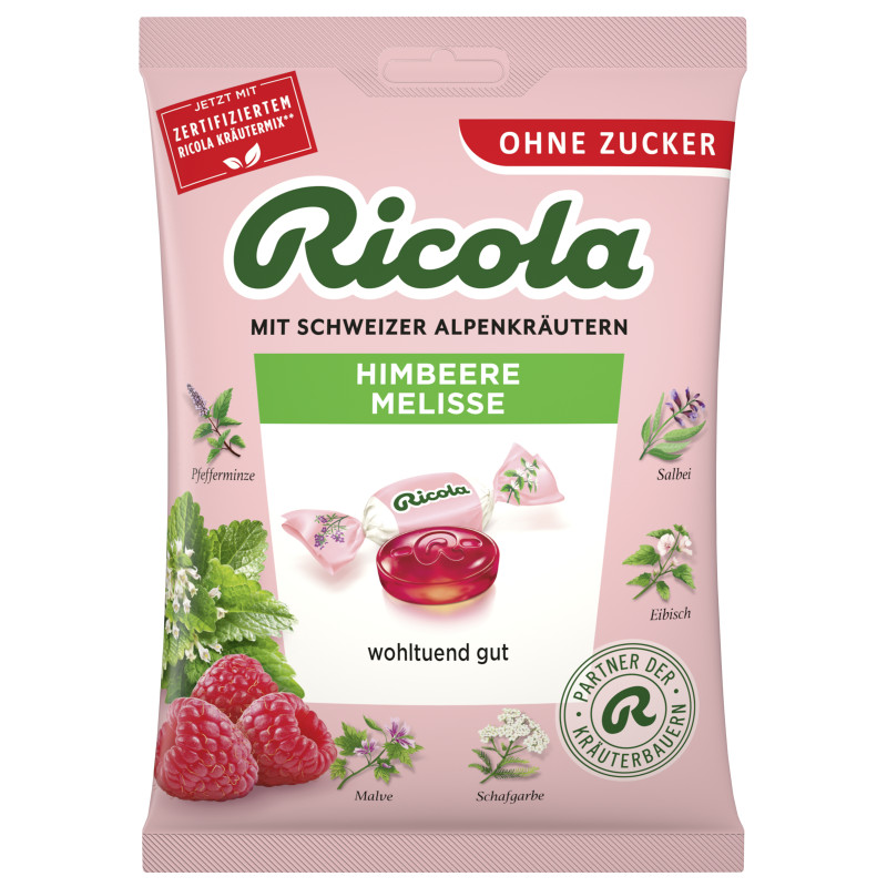 Ricola Himbeere Melisse ohne Zucker 75g