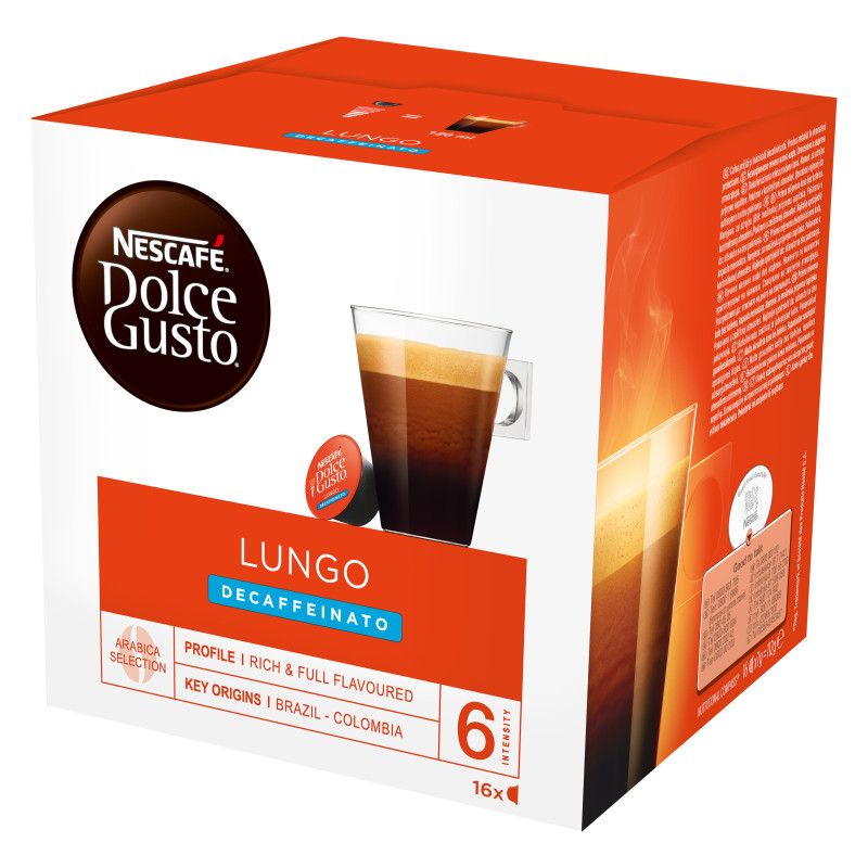 NESCAFE DOLCE GUSTO Lungo Decaffeinated 16 Capsule = 112g