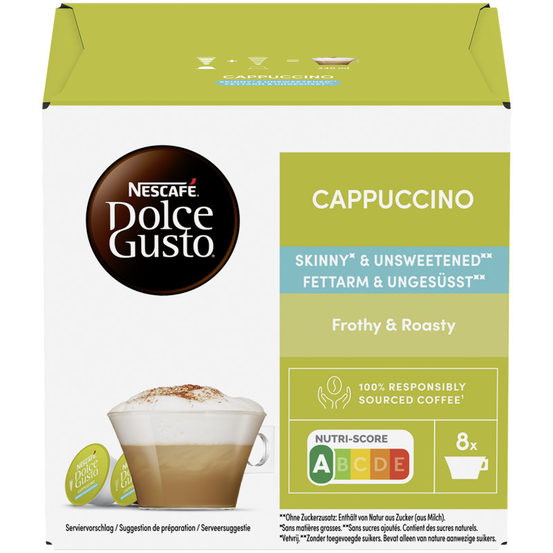 NESCAFE DOLCE GUSTO Cappuccino Unsweetened 8+8 Capsule = 161.6g 161.6g