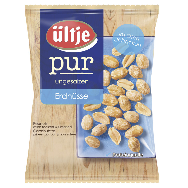 ültje pur Erdnüsse, im Ofen gebacken & ungesalzen, 200g Beutel