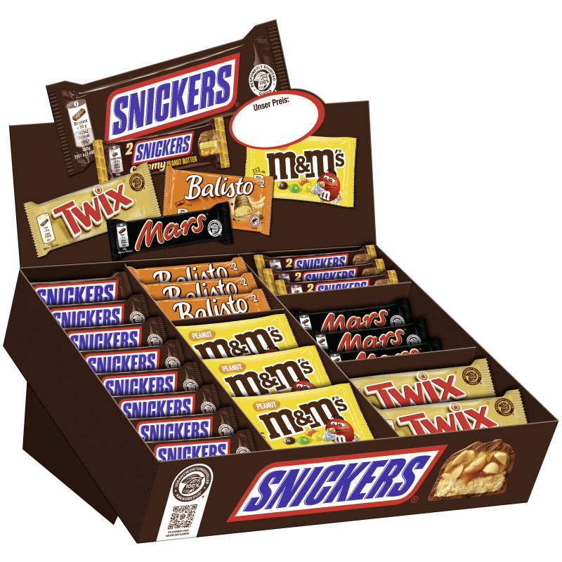 Topsellerbox BALISTO® M&M'S® MARS® SNICKERS® Original/Creamy Peanut Butter TWIX® 72 Verbrauchseinheiten 3,310kg