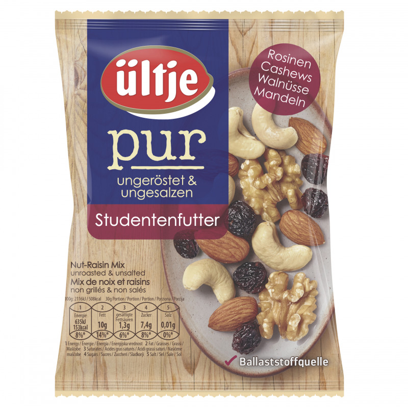 ültje pure trail mix, unroasted & unsalted 150g bag