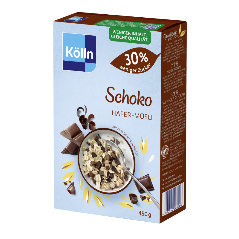 Kölln Muesli Chocolate 30% less sugar 450g