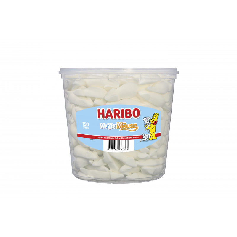 Haribo Weisse Mäuse 1 Dose 150 Stk. = 1050g Schaumzucker