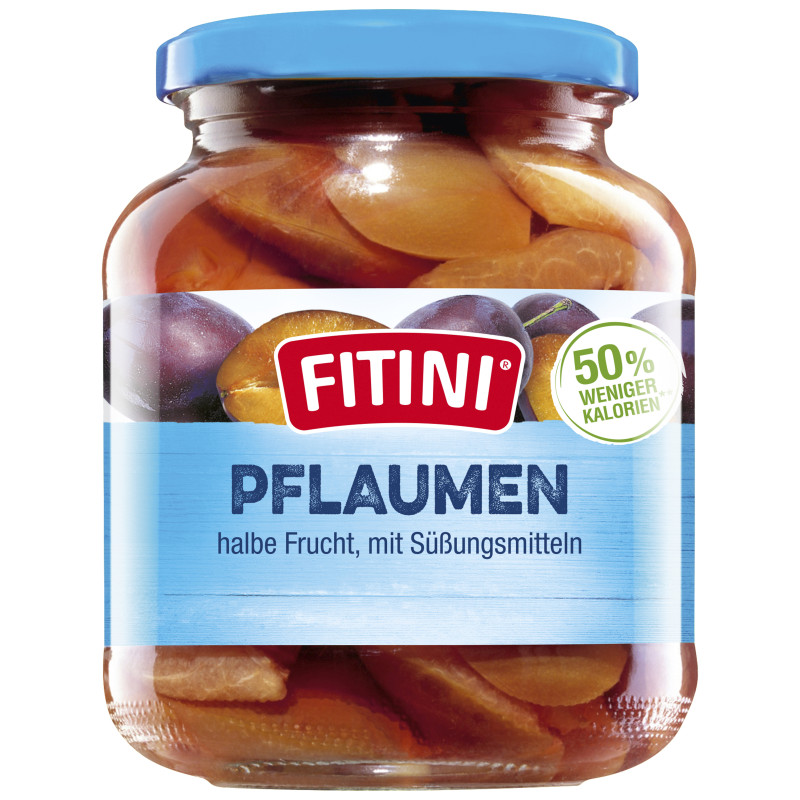 Fitini Pflaumen, halbe Frucht, mit Süßungsmitteln 370ml 340g