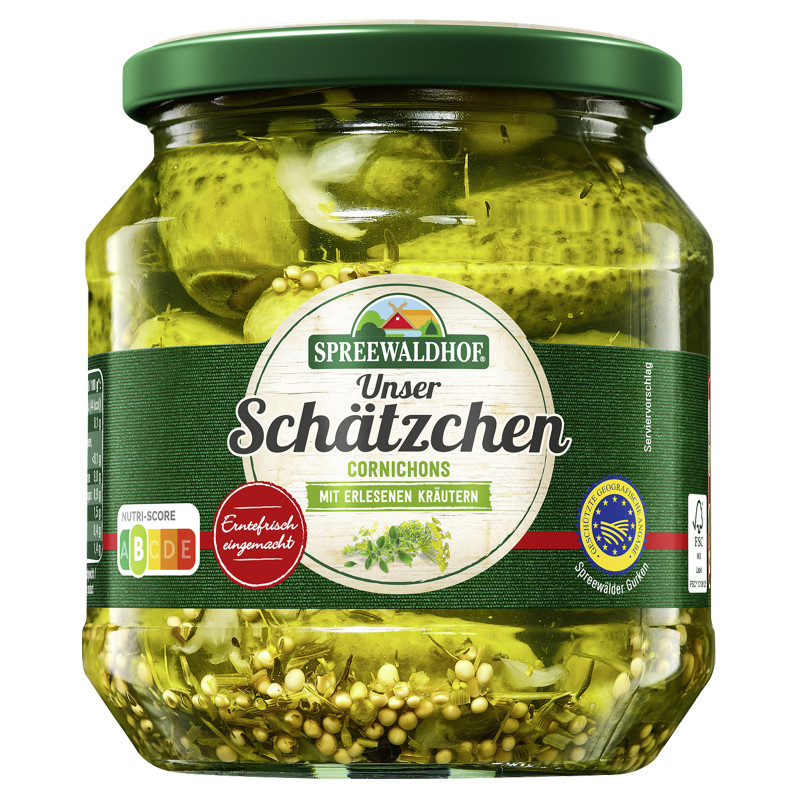 Spreewaldhof Unser Schätzchen, Cornichons verfeinert 530g