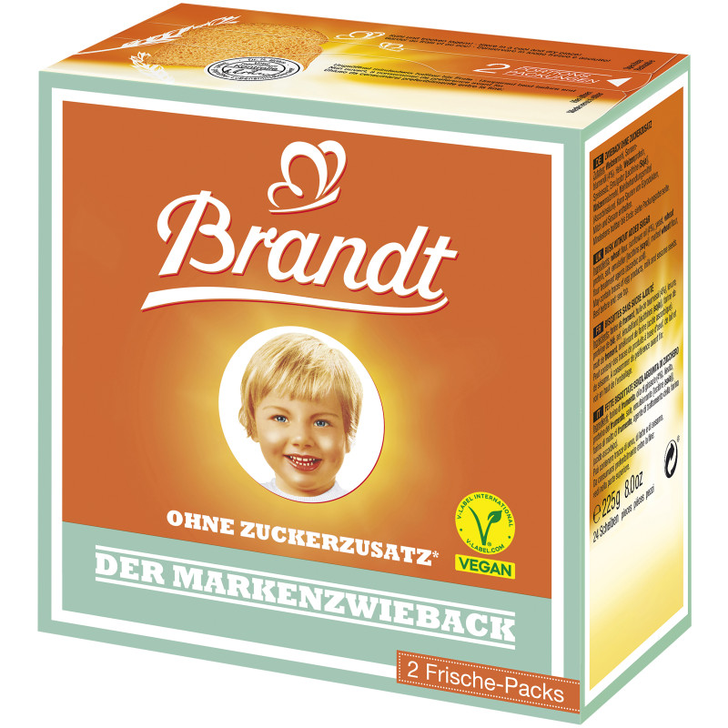 Brandt Der Markenzwieback ohne Zuckerzusatz 225g