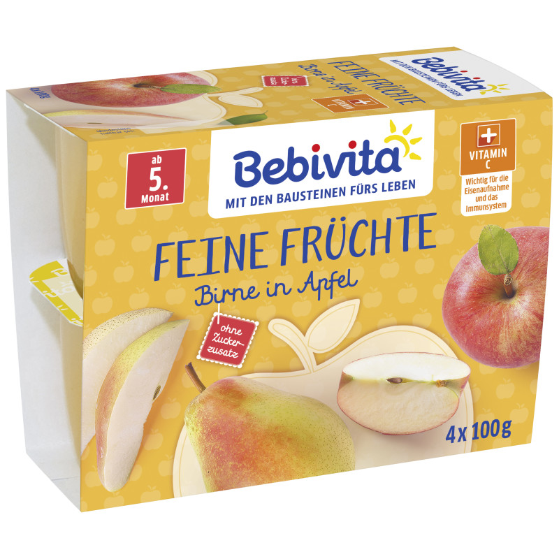 Bebivita Feine Früchte Birne in Apfel, 4x100g