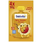 Bebivita Quetschbeutel Frucht Apfel-Banane-Pfirsich, 4x90g