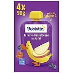 Bebivita Quetschbeutel Frucht Banane-Heidelbeere in Apfel, 4x90g