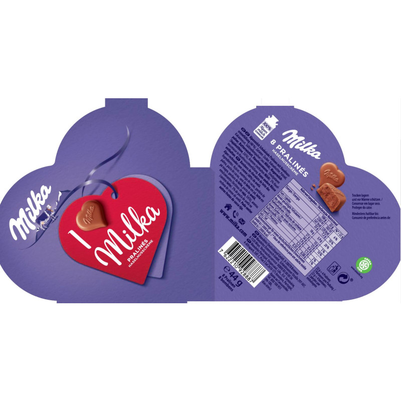 Milka I Love Milka Schokoladen Stueckchen Milch Mit Nougat 44g