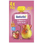 Bebivita Quetschbeutel Frucht Erdbeere in Apfel-Birne, 4 x 90g