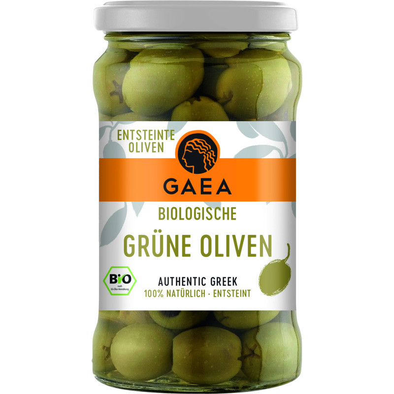 Gäa / Gaea Bio Grüner Oliven im Glas, entstein 140g