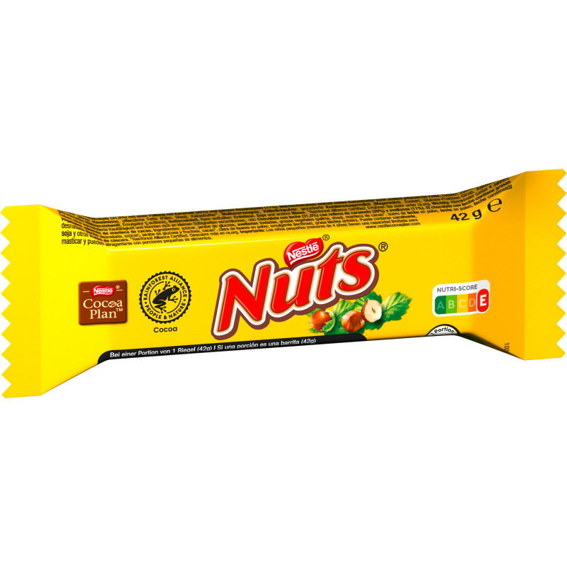 NESTLÉ NUTS Schokoriegel mit Karamell & ganzen Haselnüssen 42g