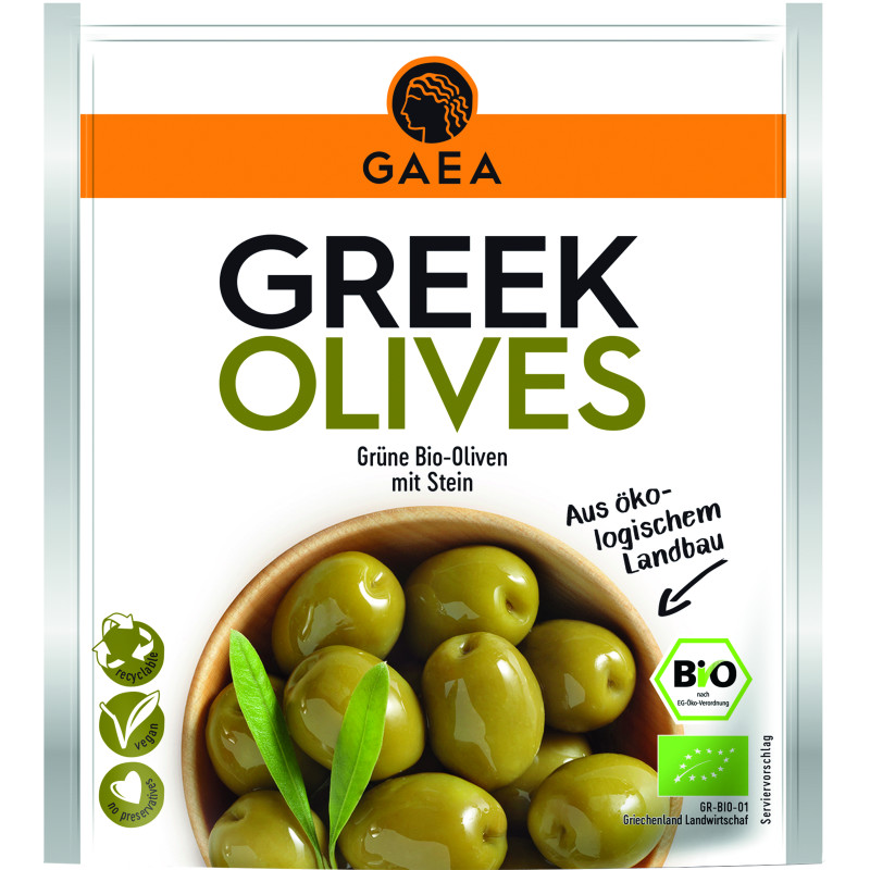 Gäa / Gaea Bio grüne Oliven mit Stein 150 g