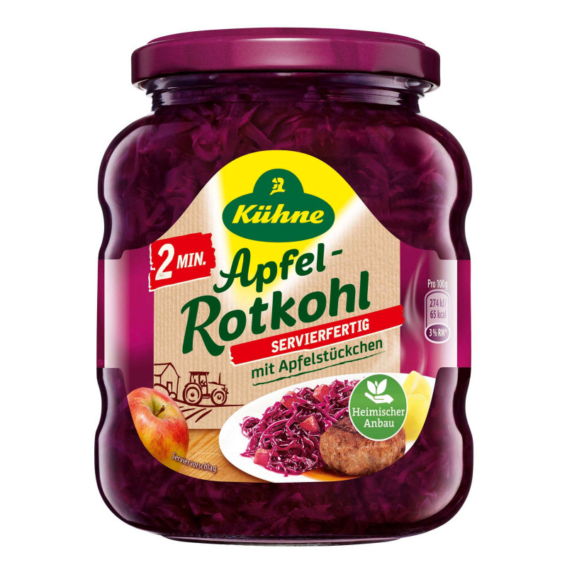 Kühne Apfelrotkohl 2 Minuten, 370ml Glas 355g
