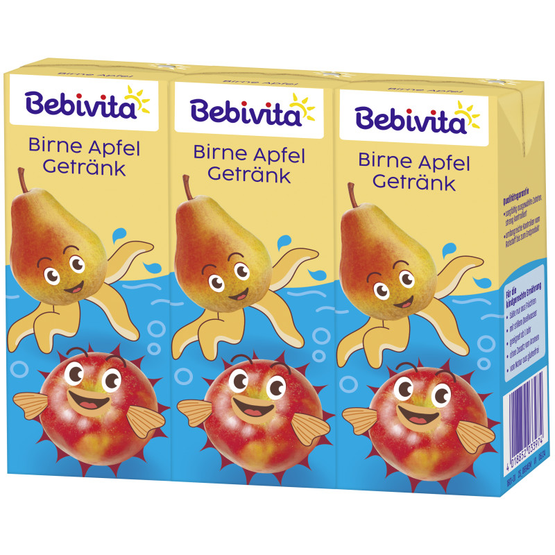 Bebivita Kinder-Schorle Birne Apfel und Wasser, 3x200ml