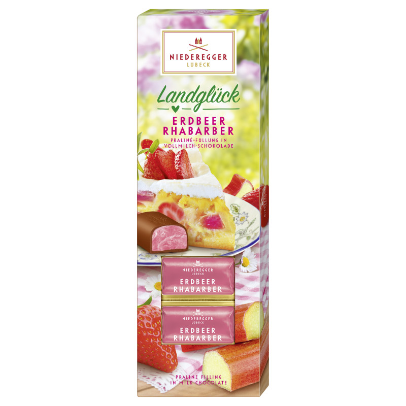 Niederegger Pralinen "Landglück" Erdbeer-Rhabarber in Vollmilch-Schokolade 100g