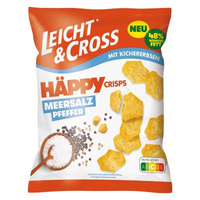 Leicht & Cross Häppy Crisps mit Kichererbsen Meersalz Pfeffer 80g