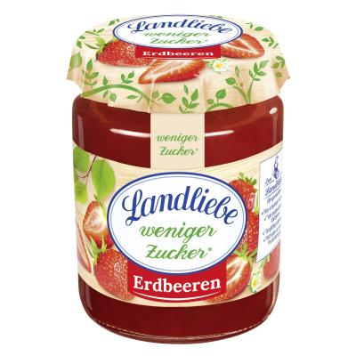 Landliebe weniger Zucker, Fruchtaufstrich, 180g Erdbeere