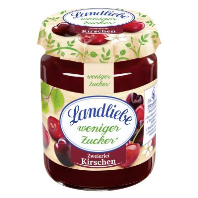 Landliebe weniger Zucker, Fruchtaufstrich, 180g Zweierlei Kirsche
