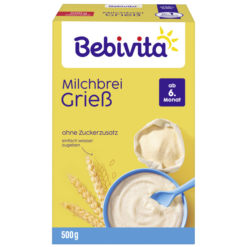 Bebivita Milchbreie ohne Zuckerzusatz Milchbrei Grieß, 500g