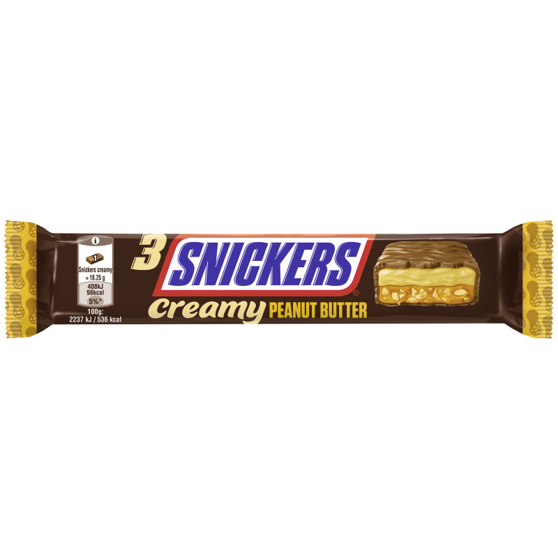 SNICKERS® Trio Creamy Peanut Butter 54.75g(3x18.25g) = 54.75g