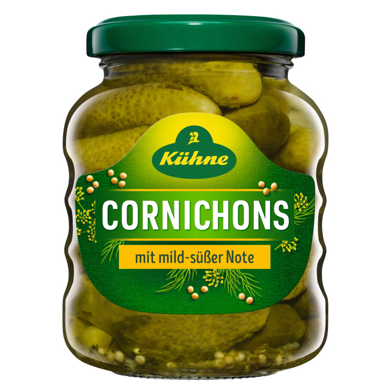 Kühne Cornichons süß, 212ml Glas, 180g