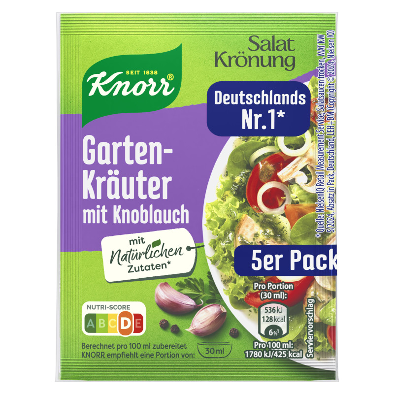 Knorr Salad Crown Garden Herbs Garlic Dressing 5-Pack 450ml