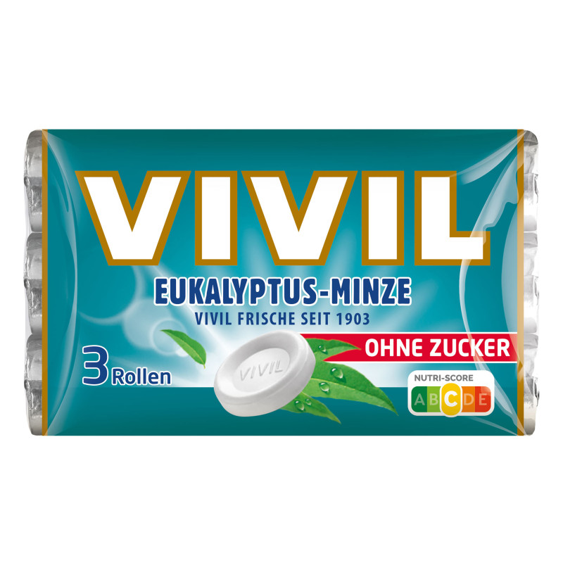 Vivil Eucalyptus-Mint Sugar-Free 3 Rolls 84g