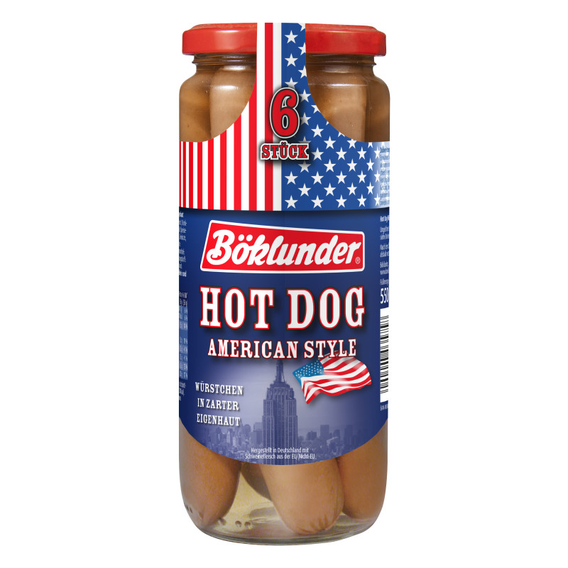 Hot Dogs American Style Würstchen in Eigenhaut 550g