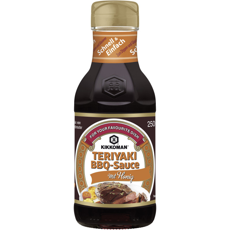 Kikkoman Teriyaki BBQ Sauce mit Honig 250 ml Glasflasche 250ml