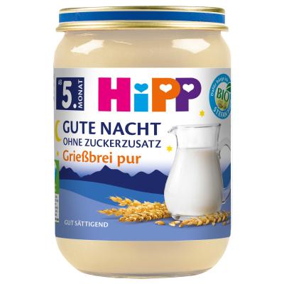 HiPP Bio Gute Nacht, Grießbrei pur, ohne Zuckerzusatz, 190g