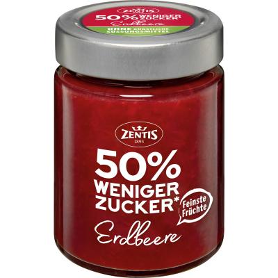 Zentis 50% weniger Zucker, Fruchtaufstrich, Erdbeere 195g