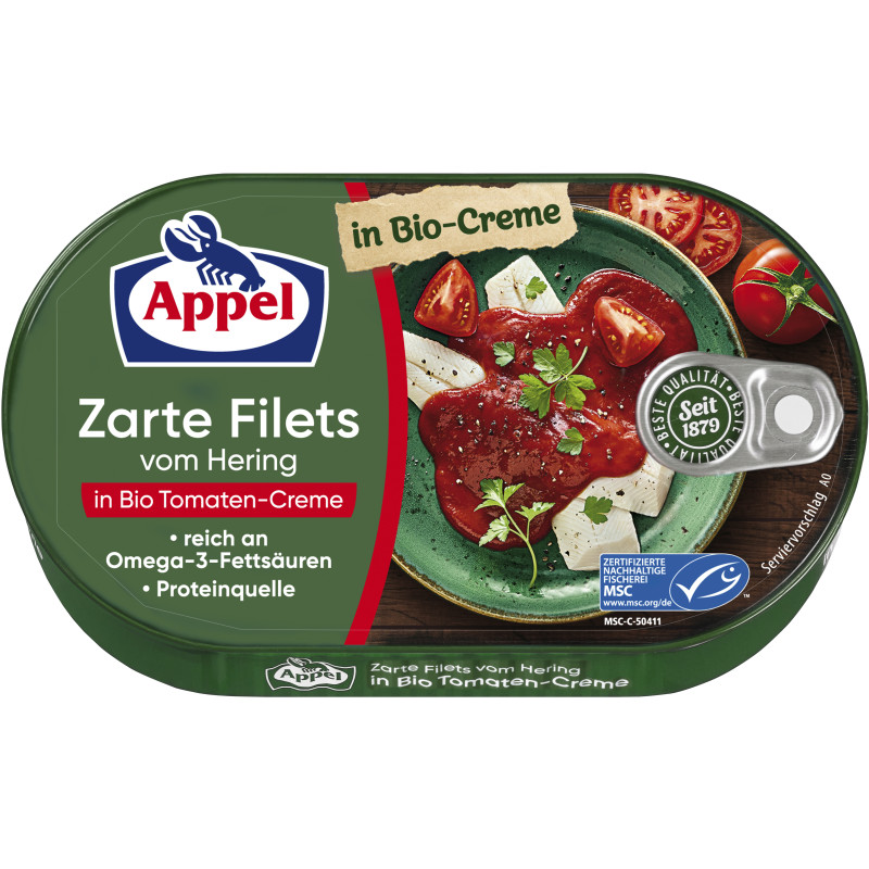 Appel MSC Heringsfilets in Bio-Tomaten-Creme 200g
