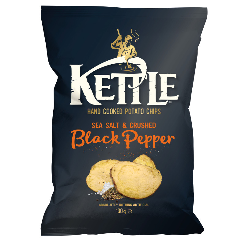 KETTLE CHIPS CRUSH BLACK PEPPER 130g