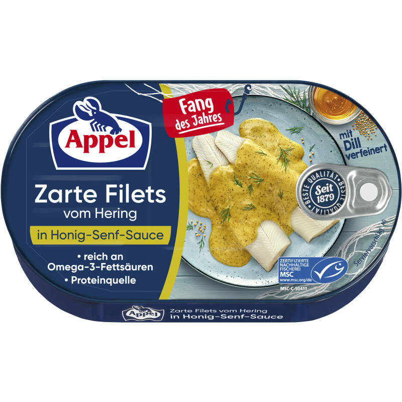 Appel Heringsfilets in Honig-Senf-Sauce mit Dill verfeinert 190g