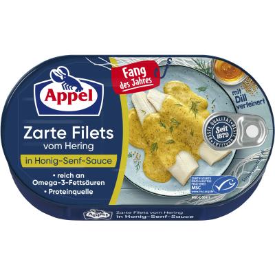 Appel Heringsfilets in Honig-Senf-Sauce mit Dill verfeinert 190g