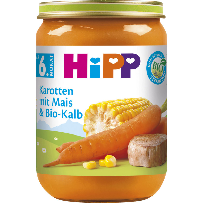 HiPP Karotten mit Mais u. Bio-Kalb 190g