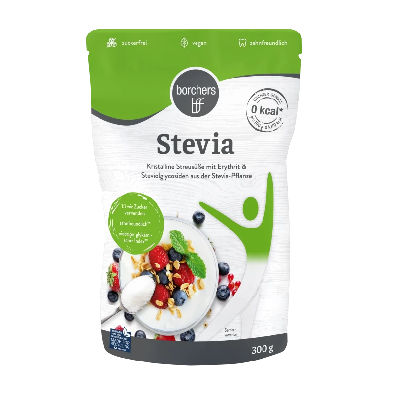 borchers Stevia Kristalline Streusüße mit Erythrit 300g