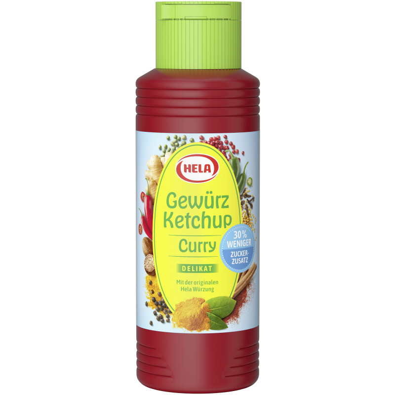 Hela Gewürz Ketchup Curry delikat 30% weniger Zucker 300ml