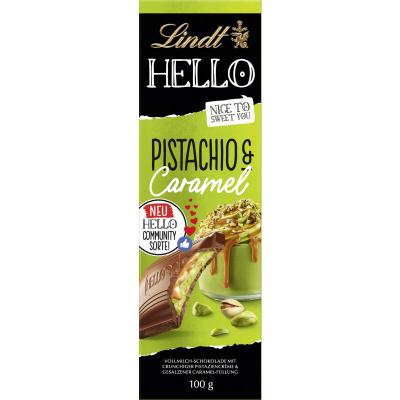 Lindt HELLO Tafel Pistachio Crunch Salted Caramel 100g