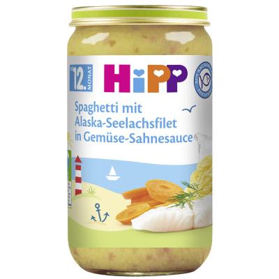HiPP Spaghetti mit Alaska-Seelachsfilet in Gemüse-Sahnesauce, 250g