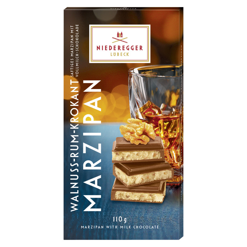 Niederegger Marzipan Tafel-Schokolade Walnuss-Rum-Krokant 110g