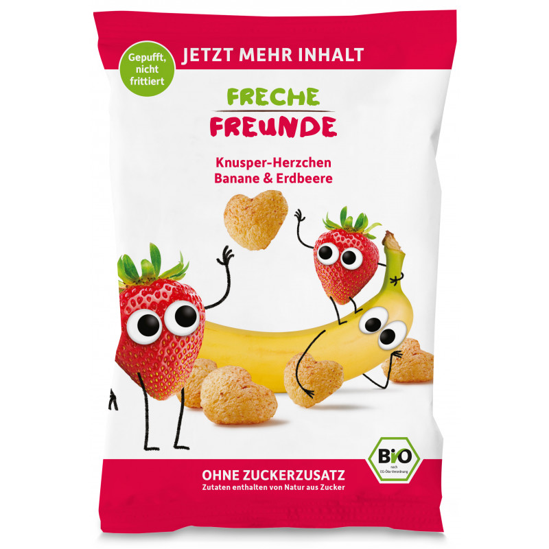 Cheeky Friends Organic Crispy Hearts Banana & Strawberry 30g